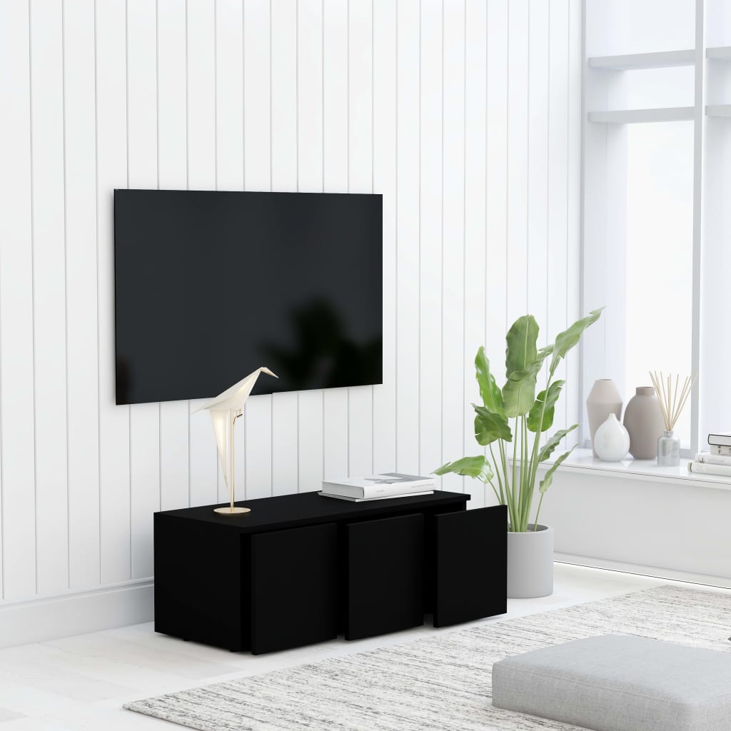 vidaXL Comodă TV, negru, 80 x 34 x 30 cm, PAL