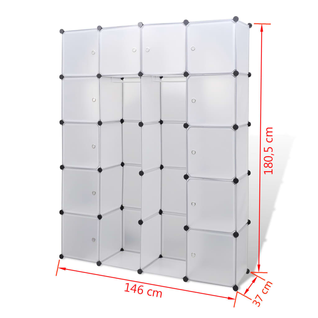 vidaXL Dulap modular cu 14 compartimente alb 37 x 146 x 180,5 cm