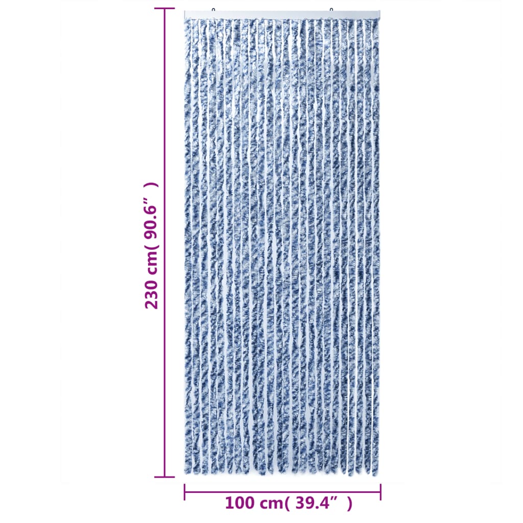 vidaXL Perdea pentru insecte, albastru și alb, 100x230 cm, chenille