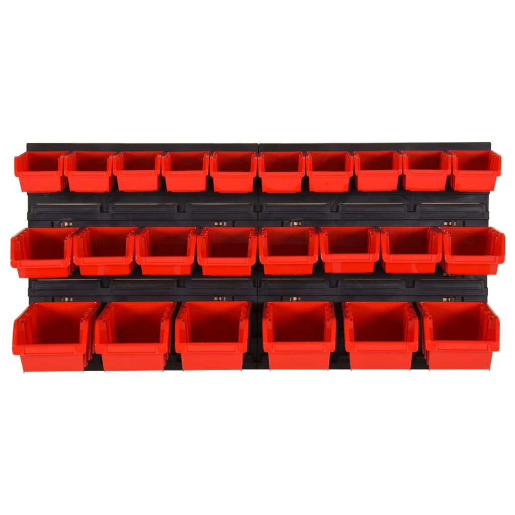 vidaXL Set rafturi atelier 26 buc. roșu / negru 77x39 cm polipropilenă