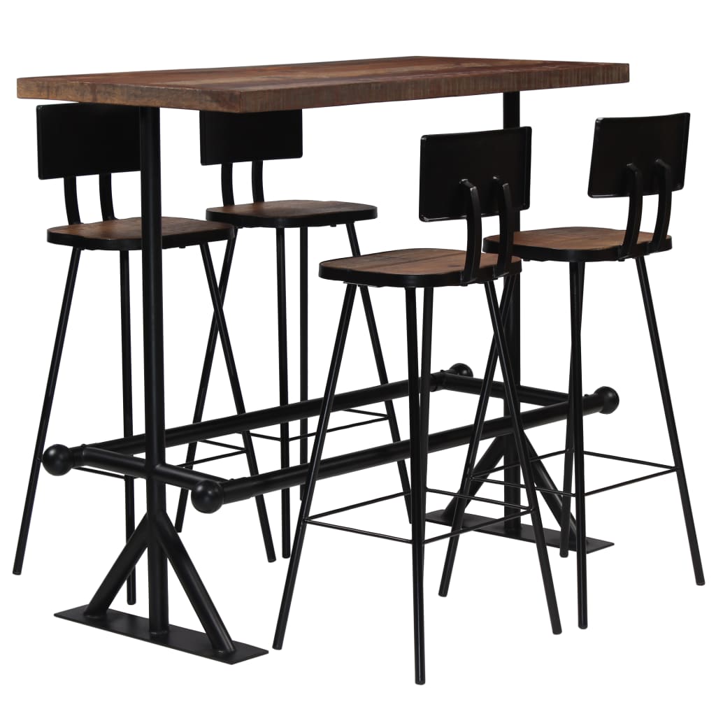 vidaXL Set mobilier de bar, 5 piese, lemn masiv reciclat