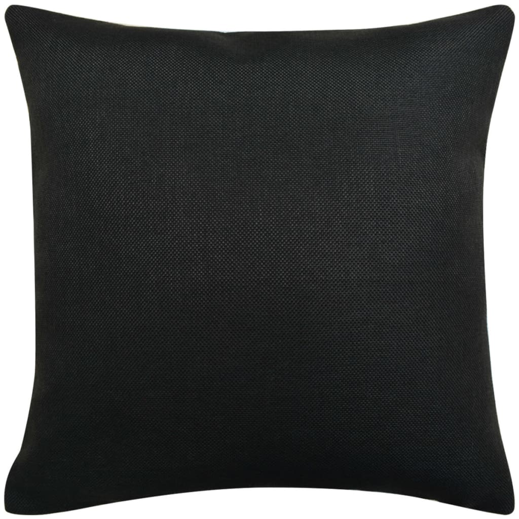 vidaXL Huse de pernă cu aspect de pânză, 40 x 40 cm, negru, 4 buc.