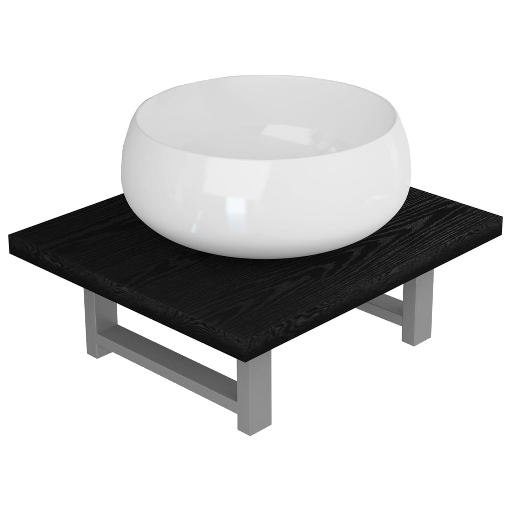 vidaXL Set mobilier de baie, 2 piese, negru, ceramică