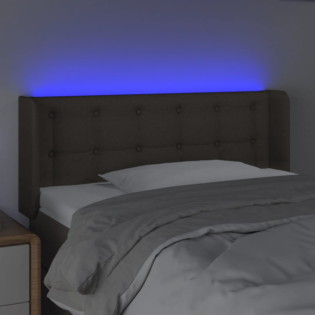 vidaXL Tăblie de pat cu LED, gri taupe, 103x16x78/88 cm, textil