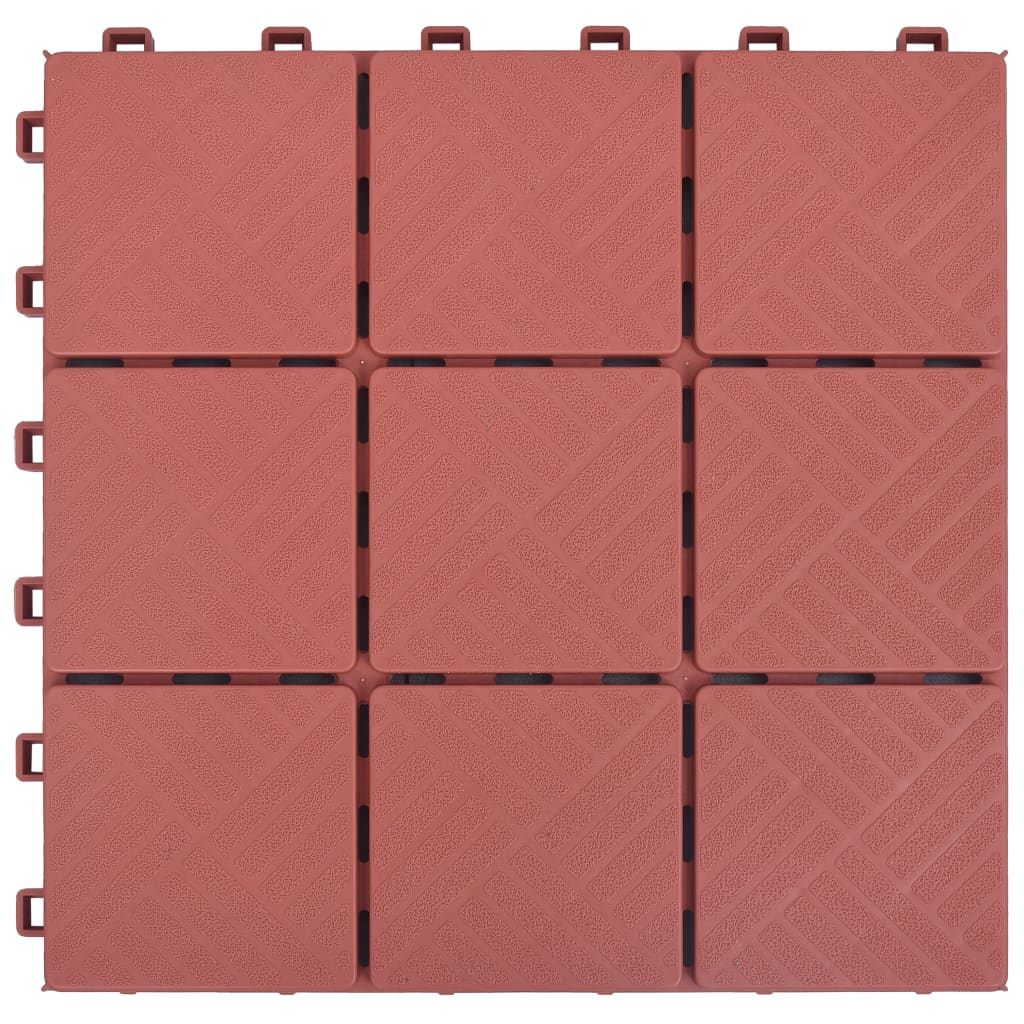 vidaXL Plăci pardoseală, 10 buc., roșu, 30,5 x 30,5 cm, plastic