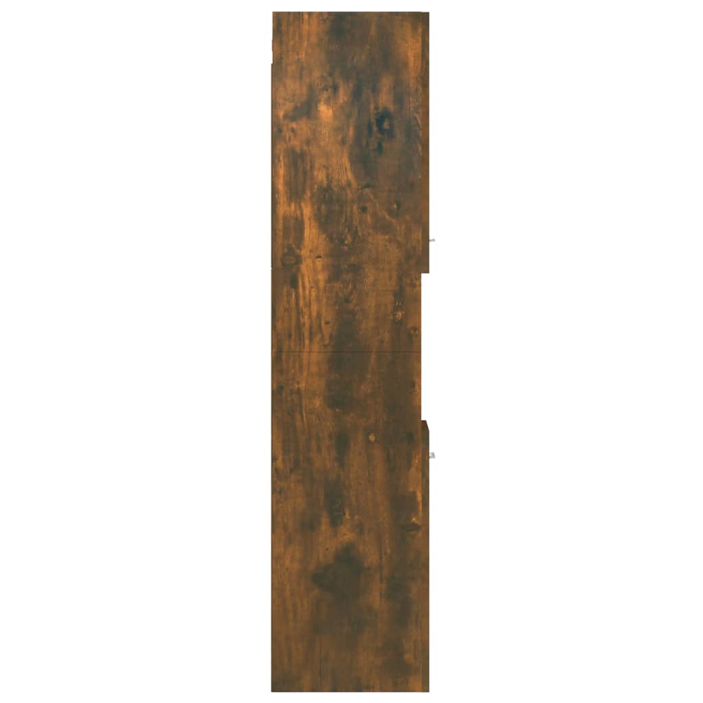vidaXL Dulap de baie, stejar fumuriu, 30x30x130 cm, lemn prelucrat