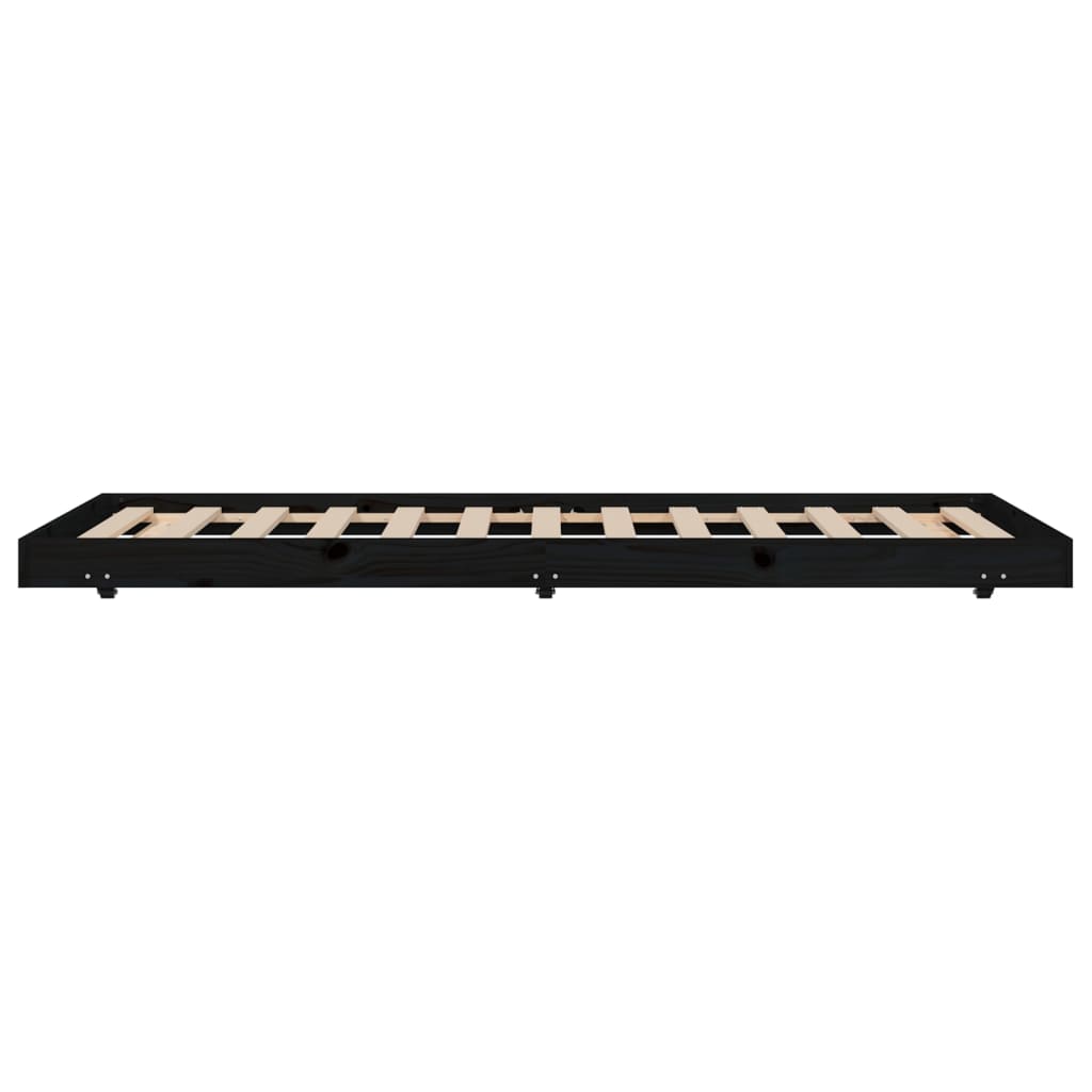 vidaXL Cadru de pat, negru, 90x190 cm, lemn masiv de pin