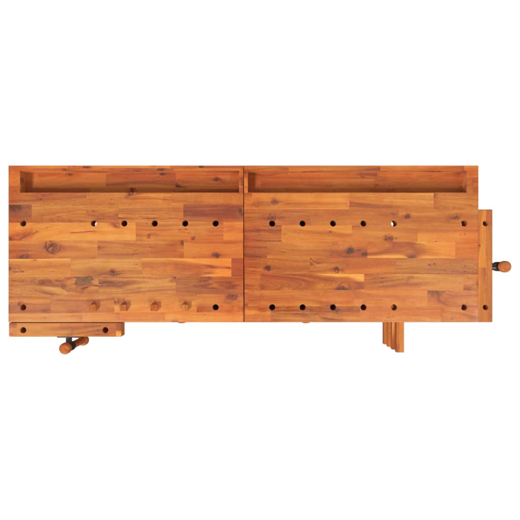 vidaXL Banc de lucru cu sertare și menghine, 162x62x83 cm, lemn acacia