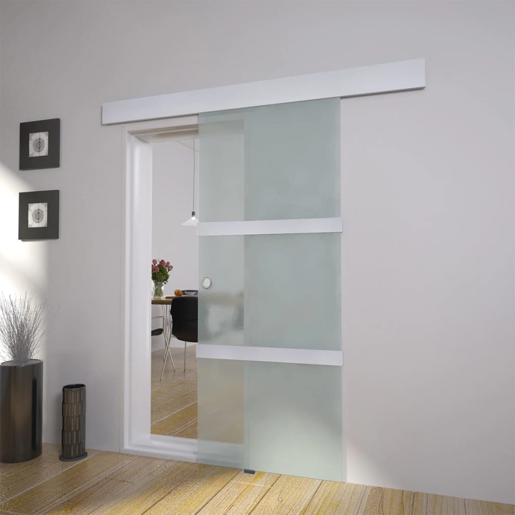 vidaXL Ușă glisantă, argintiu,178 cm, sticlă și aluminiu