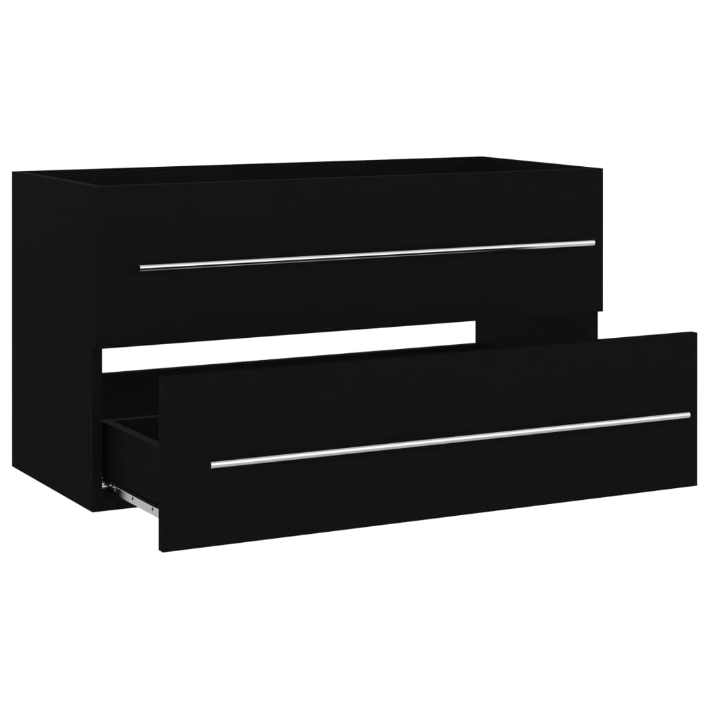 vidaXL Set mobilier de baie, 2 piese, negru, PAL