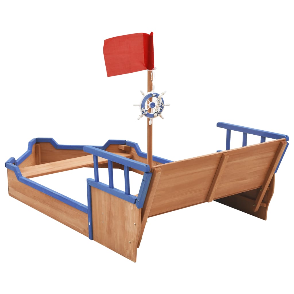 vidaXL Groapă de nisip, navă pirat, 190 x 94,5 x 101 cm, lemn de brad