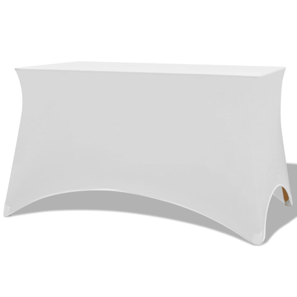 vidaXL Huse elastice pentru masă, 243 x 76 x 74 cm, alb, 2 buc.