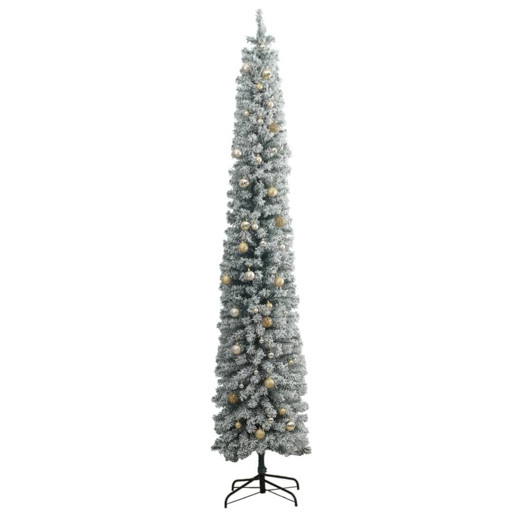 vidaXL Brad de Crăciun subțire 300 LED-uri/set globuri/zăpadă, 300 cm