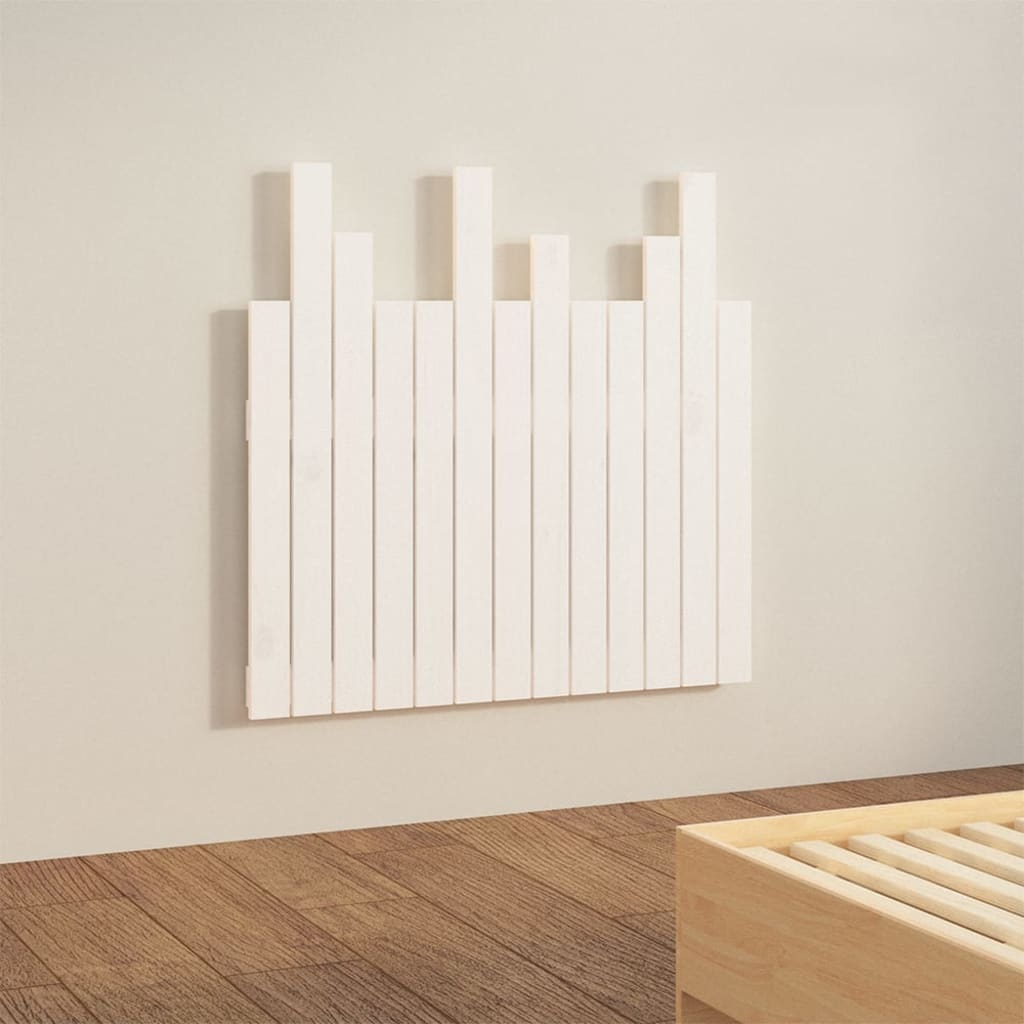 vidaXL Tăblie de pat pentru perete, alb, 82,5x3x80 cm, lemn masiv pin