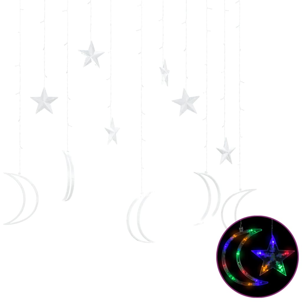vidaXL Lumini lună și stele, 138 LED-uri, multicolor, cu telecomandă