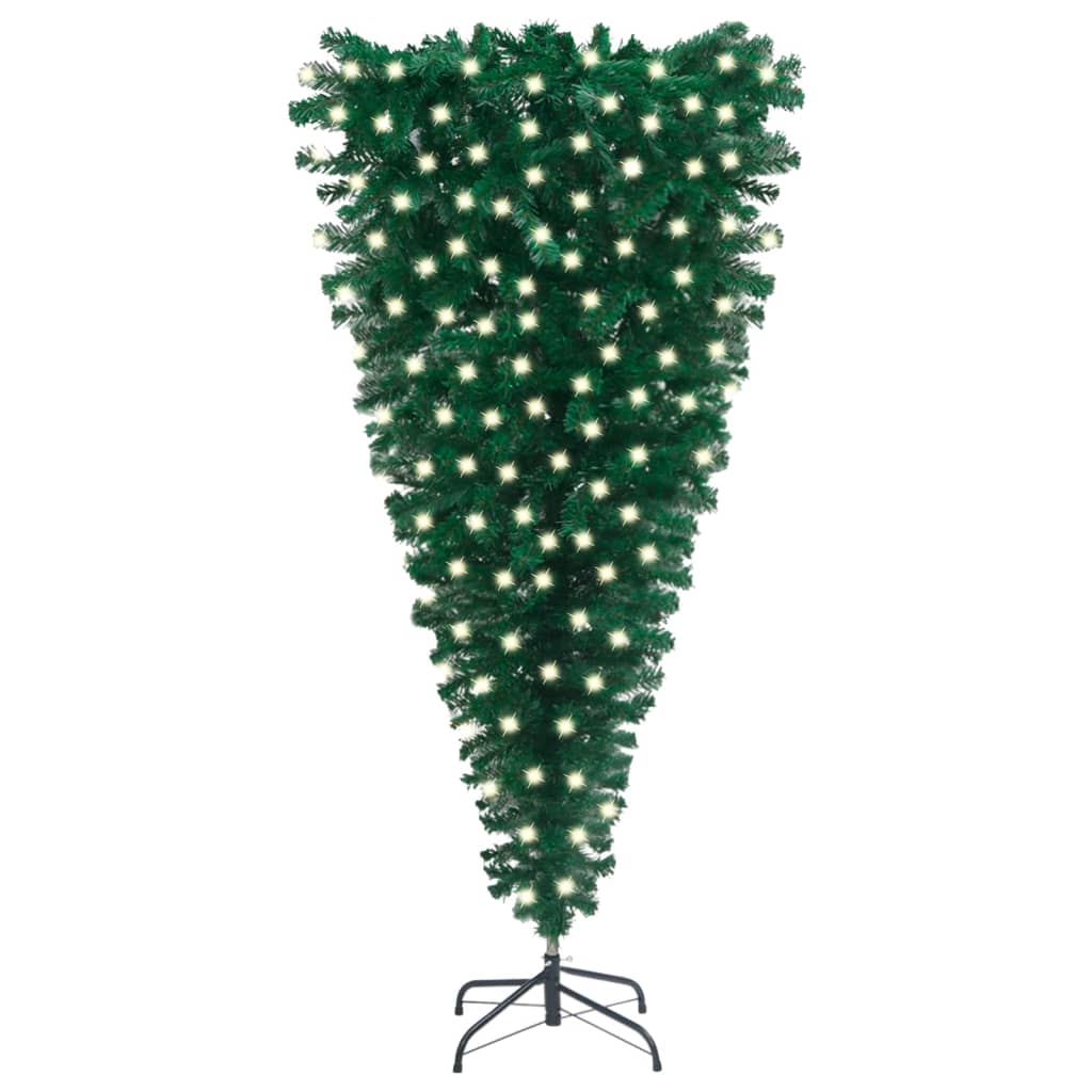 vidaXL Brad de Crăciun artificial pre-iluminat inversat, verde, 240 cm