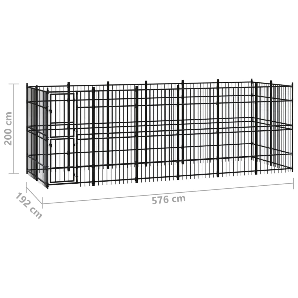 vidaXL Padoc pentru câini de exterior, 11,06 m², oțel