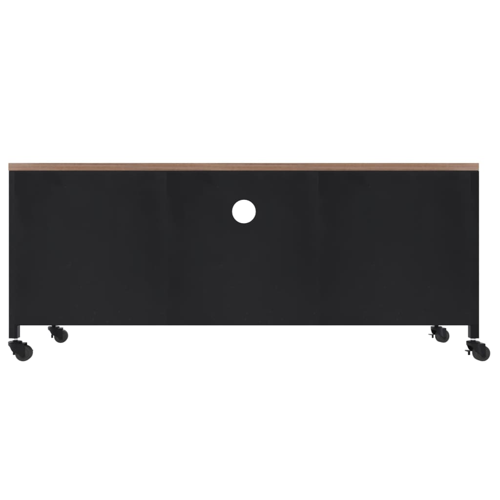 vidaXL Comodă TV, negru, 110x30x43 cm, fier și lemn masiv de brad