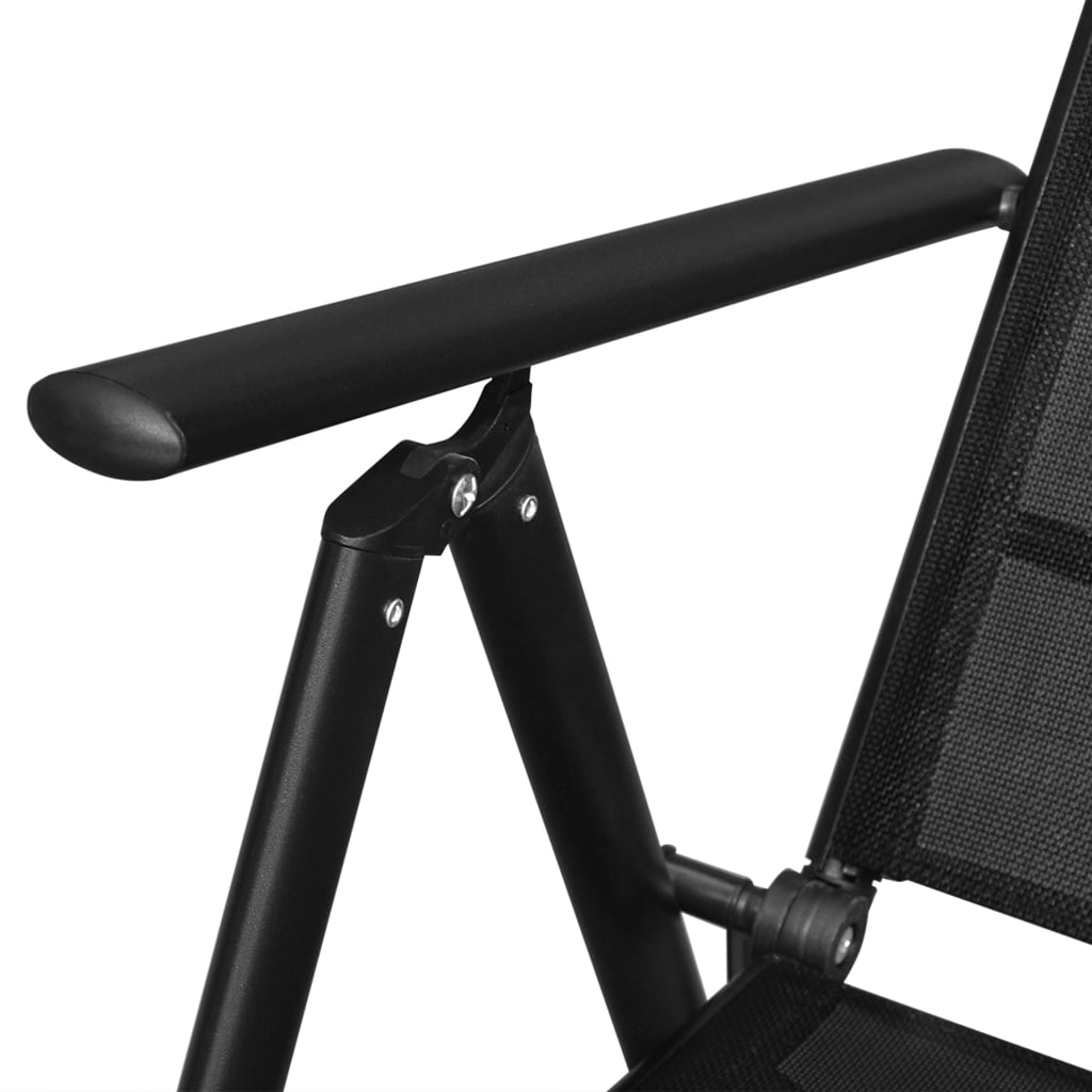 vidaXL Set mobilier de exterior pliabil, 9 piese, negru, aluminiu