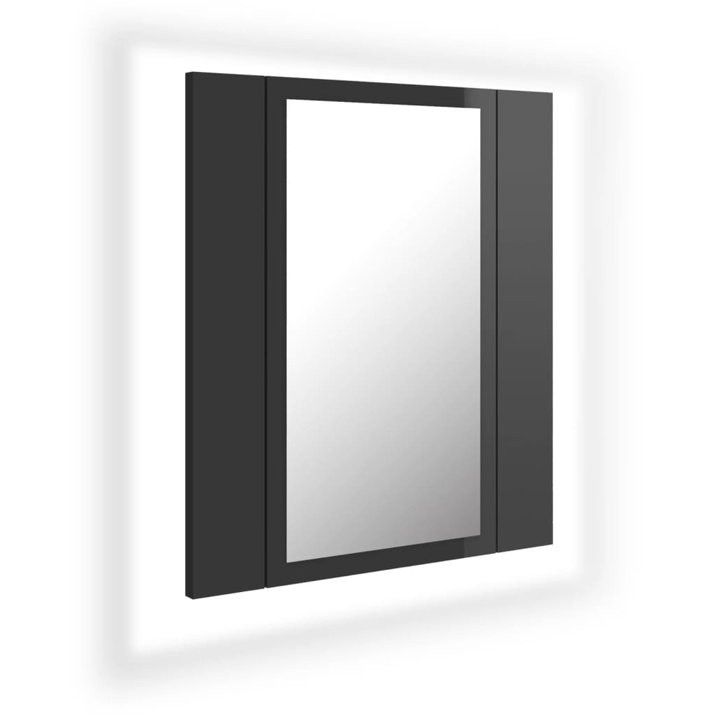 vidaXL Dulap de baie cu oglindă & LED, gri extralucios, 40x12x45 acril