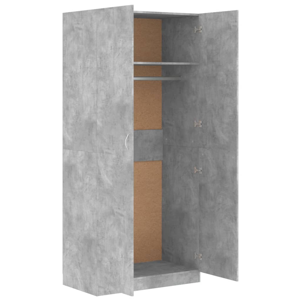 vidaXL Șifonier, gri beton, 90x52x200 cm, PAL