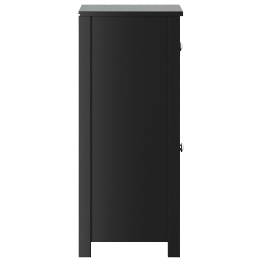 vidaXL Noptieră BERG, negru, 40x34x80 cm, lemn masiv de pin