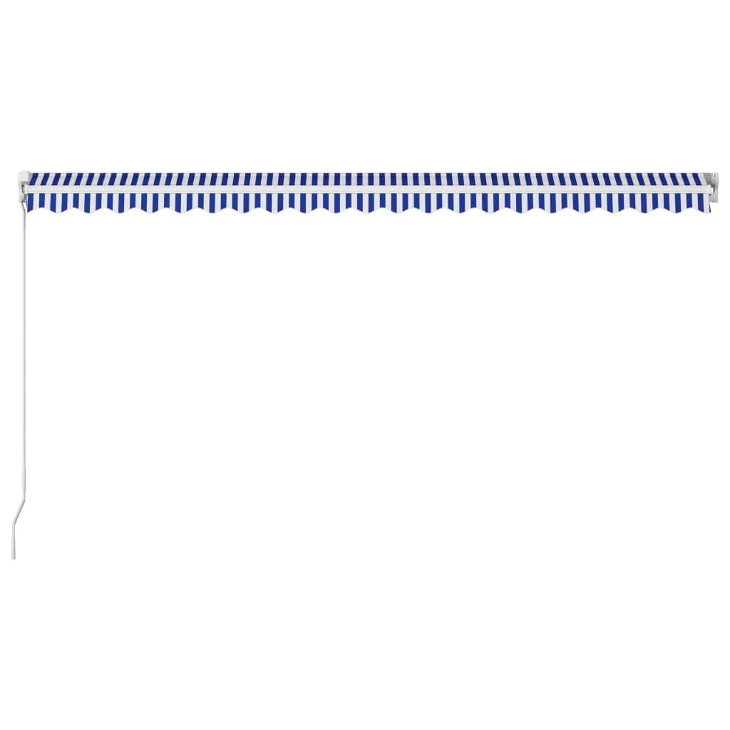 vidaXL Copertină retractabilă manual, albastru și alb, 500 x 300 cm