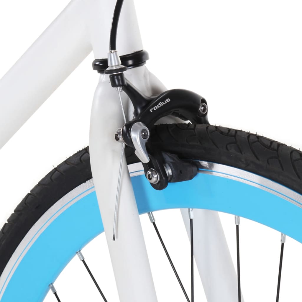 vidaXL Bicicletă cu angrenaj fix, alb și albastru, 700c, 59 cm