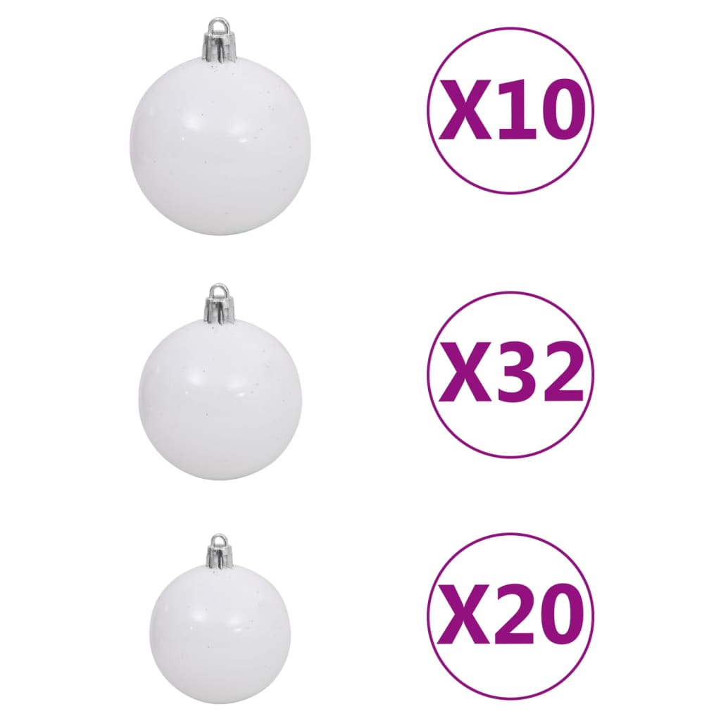 vidaXL Brad de Crăciun pre-iluminat, set globuri/LED-uri, alb, 400 cm
