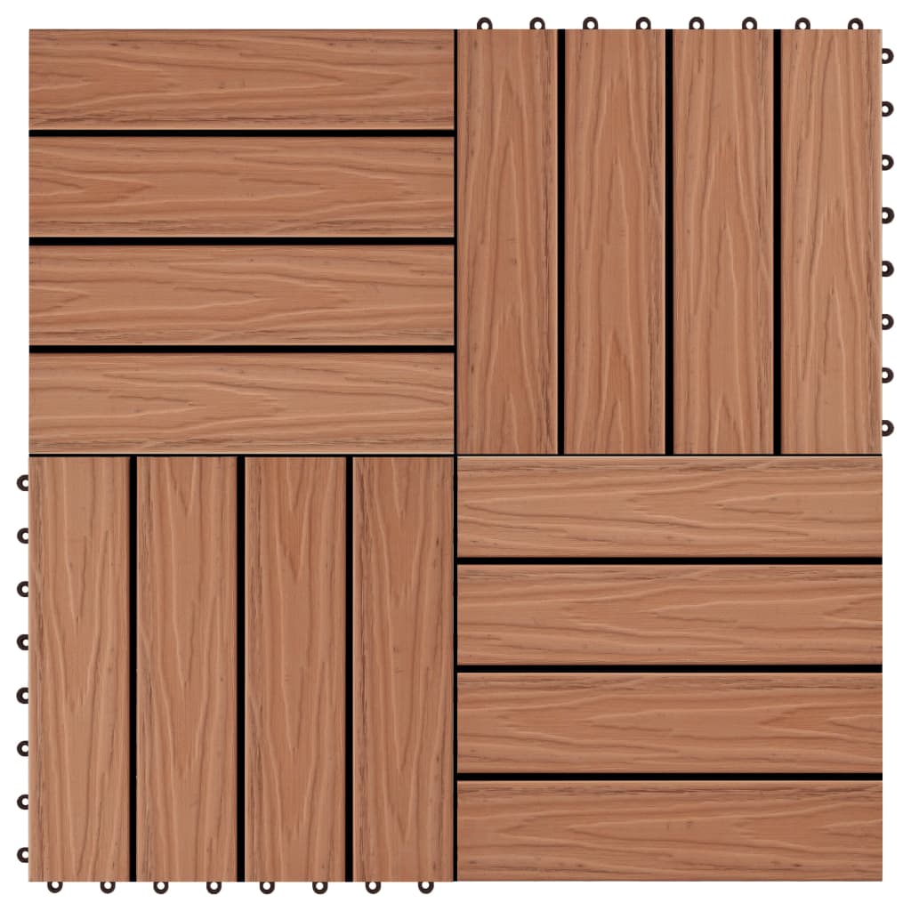 vidaXL Plăci podea în relief WPC, 11 buc, 30x30 cm, 1 mp, maro deschis