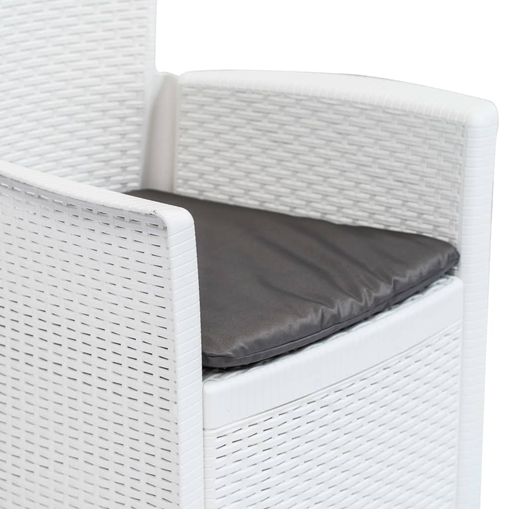vidaXL Set mobilier de exterior 5 piese alb plastic aspect ratan