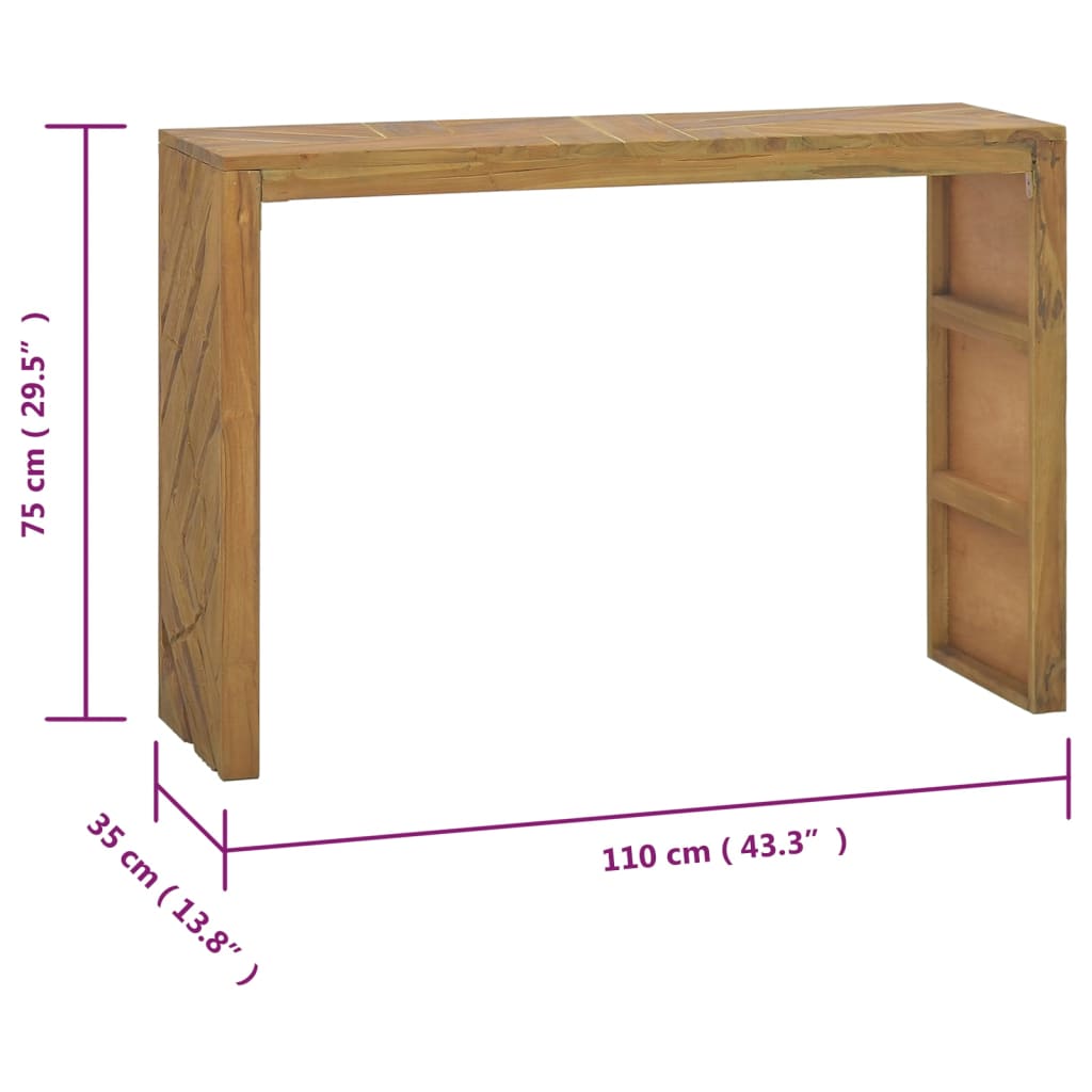 vidaXL Masă consolă, 110x35x75 cm, lemn masiv de tec