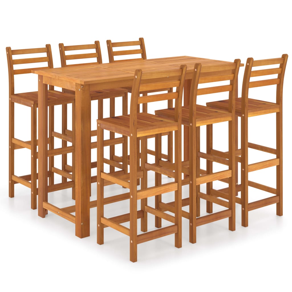 vidaXL Set mobilier de bar, 7 piese, lemn masiv de acacia