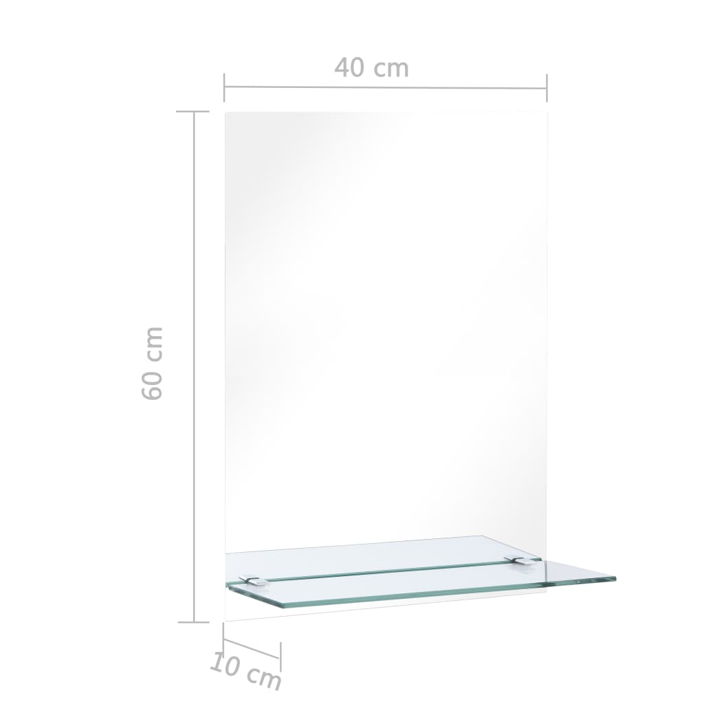 vidaXL Oglindă de perete cu raft, 40 x 60 cm, sticlă securizată