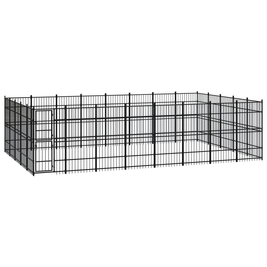 vidaXL Padoc pentru câini de exterior, 36,86 m², oțel