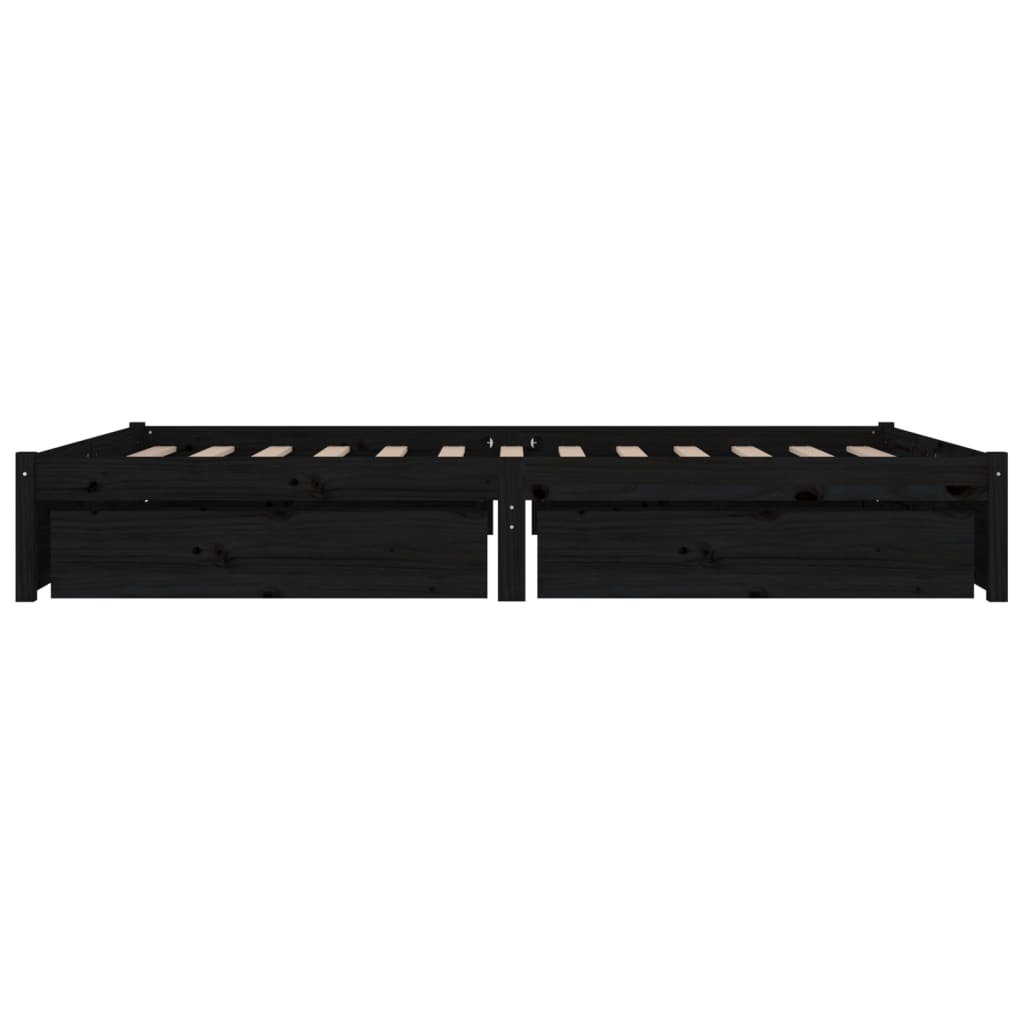 vidaXL Cadru de pat cu sertare Small Double, negru, 120x190 cm