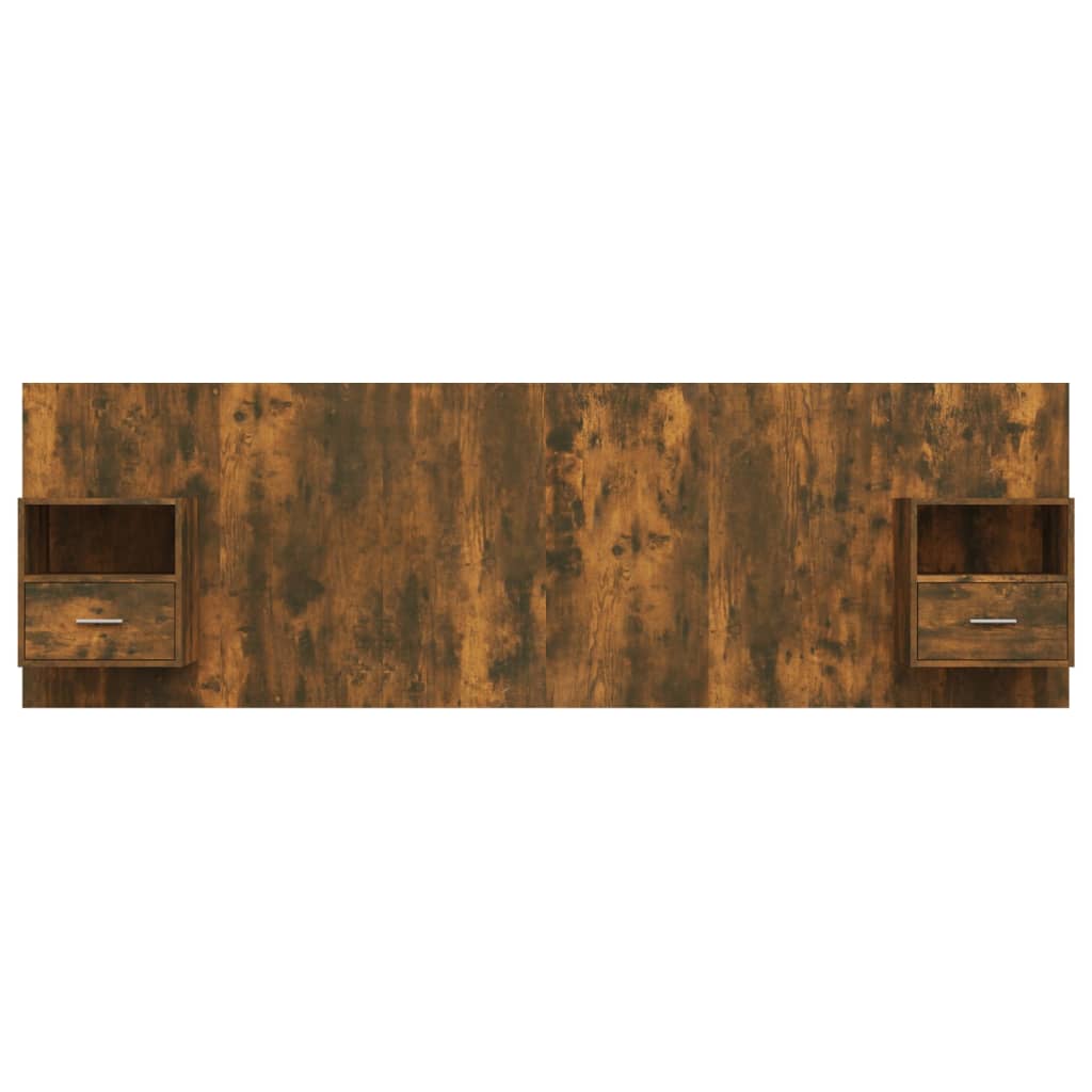 vidaXL Tăblie de pat cu dulapuri, stejar fumuriu, lemn prelucrat