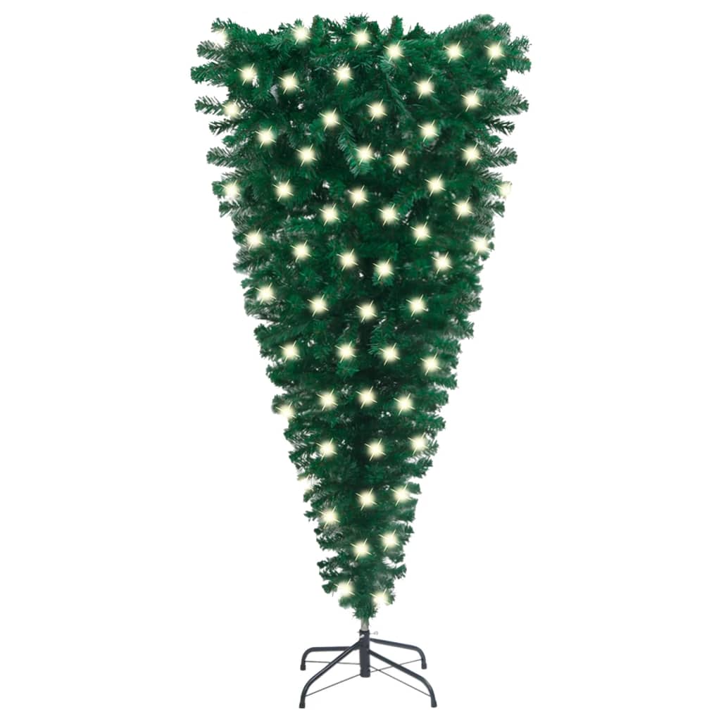 vidaXL Brad de Crăciun artificial pre-iluminat inversat, verde, 120 cm