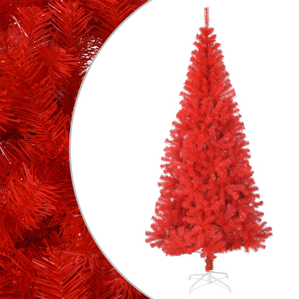 vidaXL Pom de Crăciun artificial cu suport, roșu, 210 cm, PVC