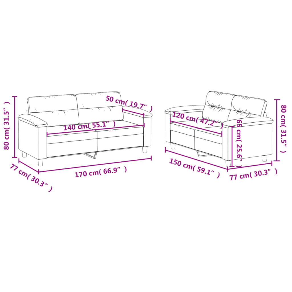 vidaXL Set de canapele cu perne, 2 piese, crem, piele ecologică