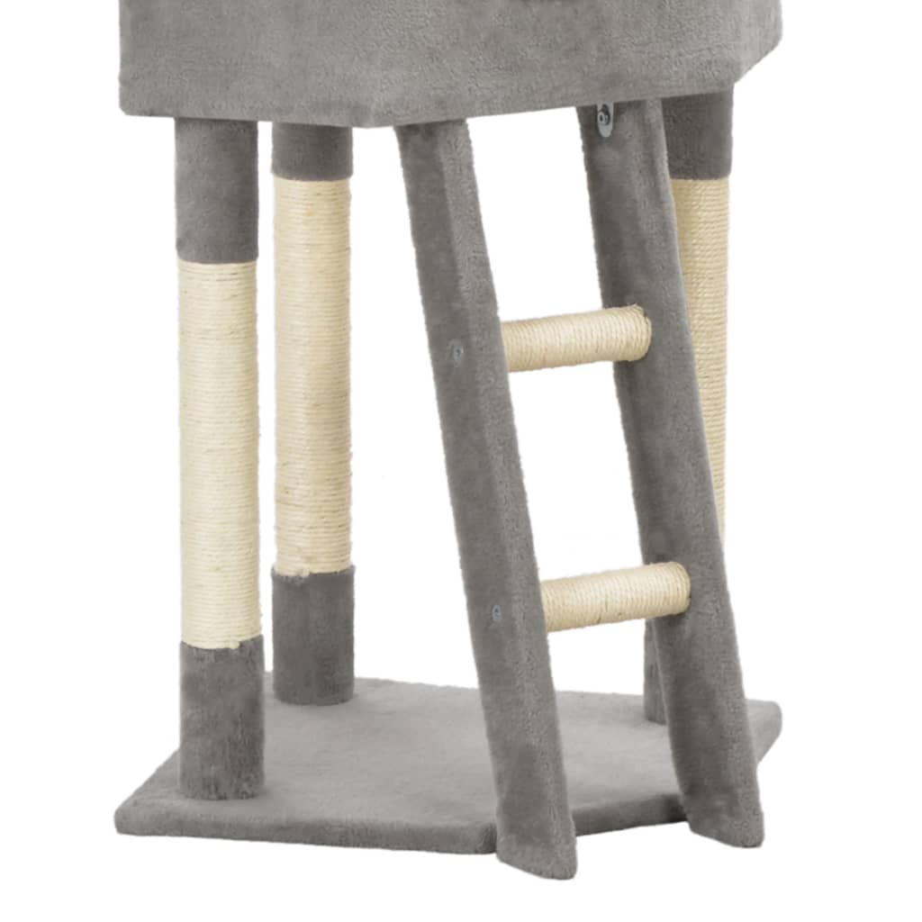 vidaXL Ansamblu pentru pisici, stâlp cu funie de sisal, gri, 180 cm