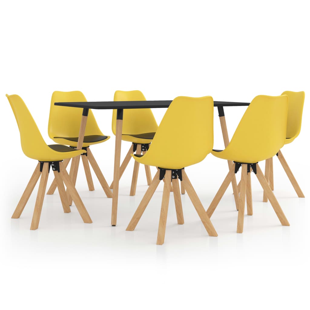 vidaXL Set mobilier de bucătărie, 7 piese, galben și negru