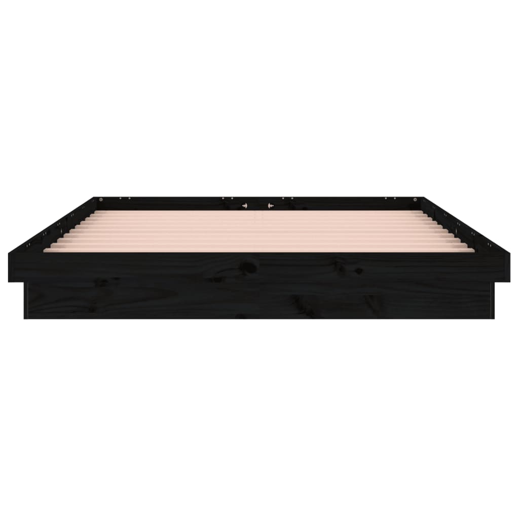 vidaXL Cadru de pat cu LED mic dublu, negru, 120x190cm, lemn masiv