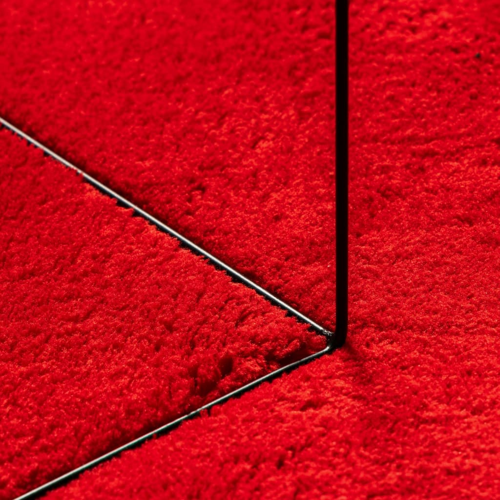 vidaXL Covor HUARTE, fir scurt, moale și lavabil, roșu, Ø 120 cm