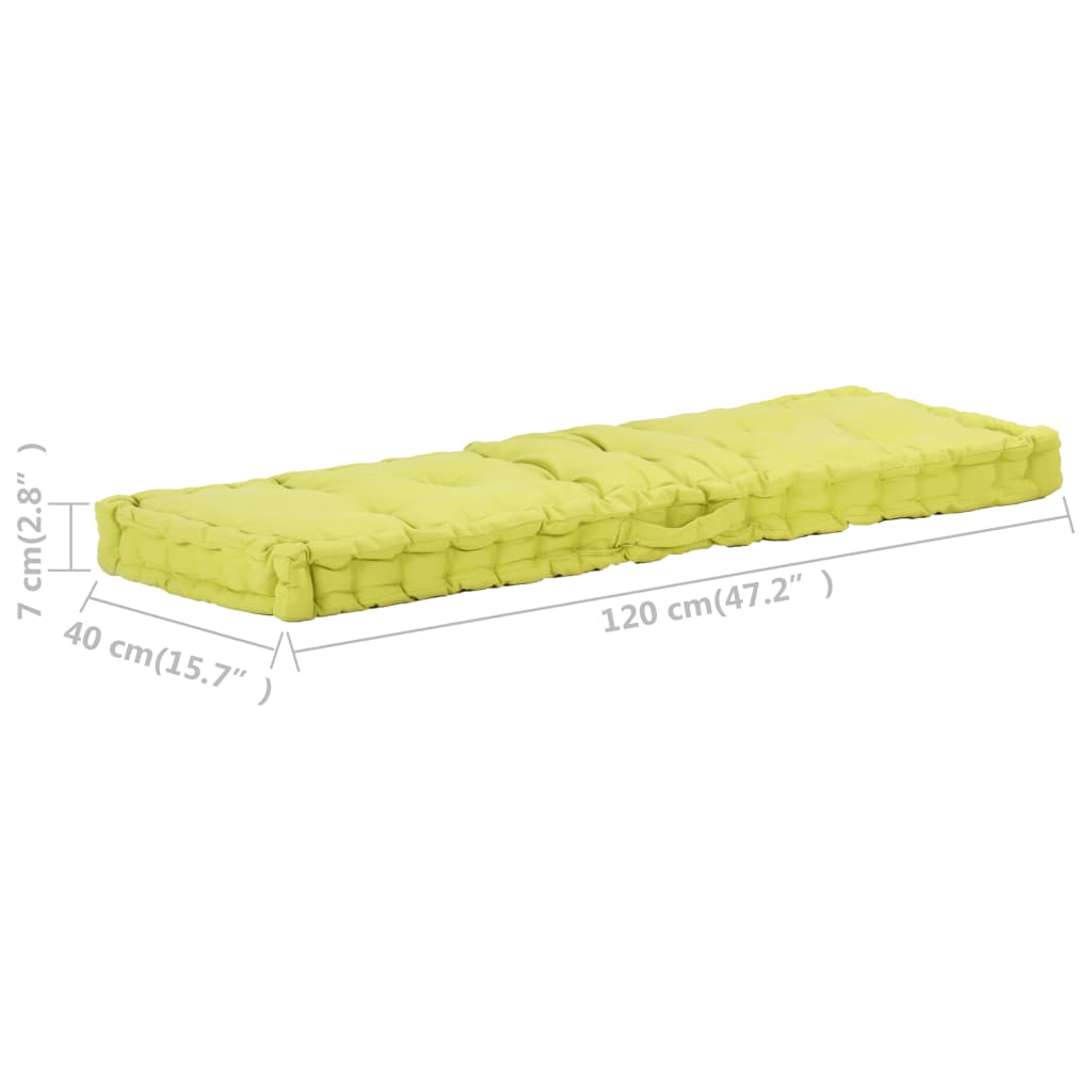 vidaXL Pernă podea canapea din paleți, verde, 120 x 40 x 7 cm, bumbac