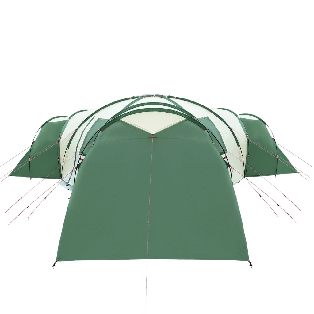 vidaXL Cort de camping pentru 12 persoane, verde, impermeabil