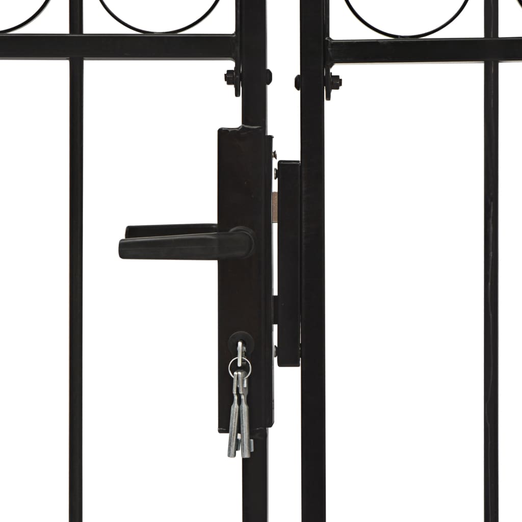 vidaXL Poartă de gard dublă cu arcadă, negru, 300 x 150 cm, oțel