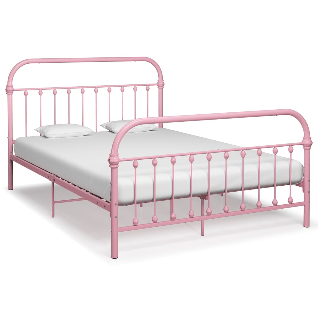 vidaXL Cadru de pat, roz, 120 x 200 cm, metal