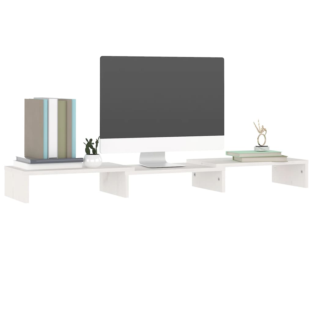 vidaXL Stand pentru monitor, alb, 80x24x10,5 cm, lemn masiv de pin
