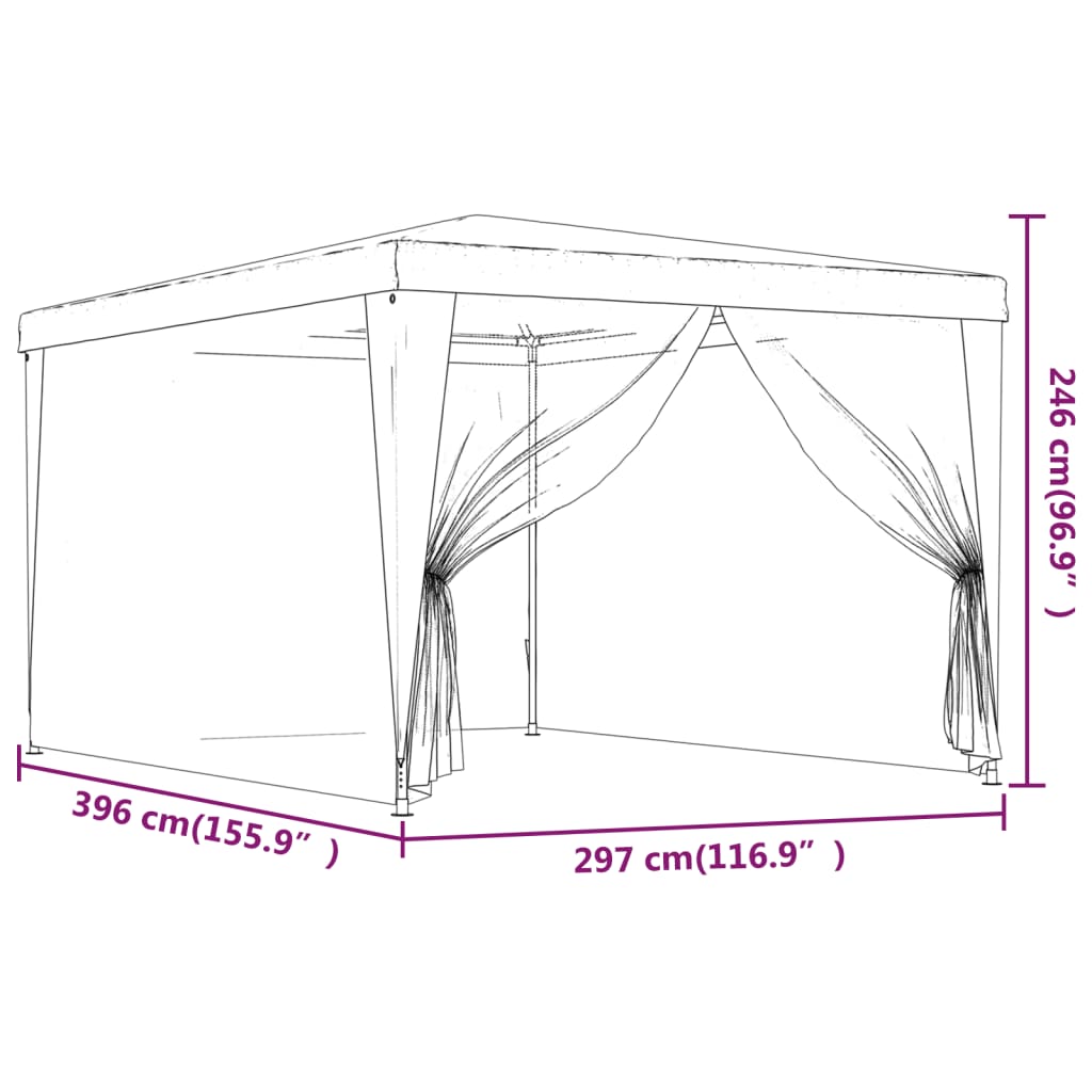 vidaXL Cort de petrecere cu 4 pereți din plasă, antracit, 3x4 m, HDPE